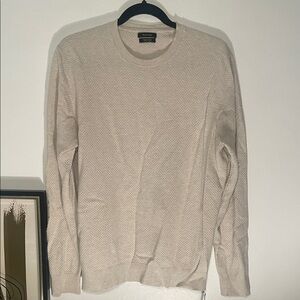 Massimo Dutti Cream Textured Crewneck Sweater